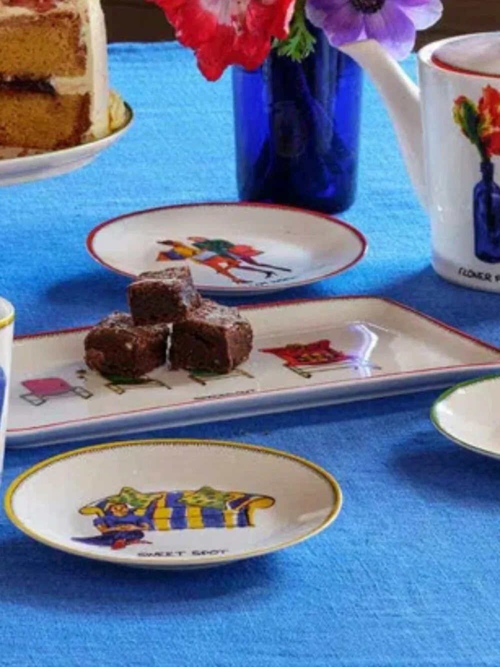 SPODE Kit Kemp Doodles China Tidbit Trays Set/Four Assorted Taglines Boxed NWT